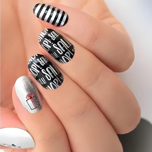 *Retired, HTF* Color Street: Shop Dead Gorgeous | Black Red Silver Stripes Gift - Picture 5 of 8